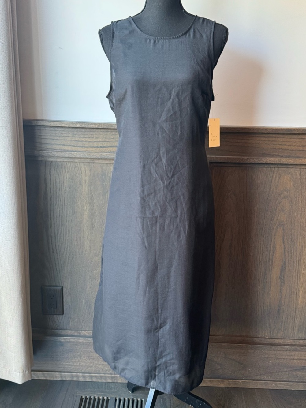 a new day Black Sheer Organza Midi Dress NWT Medium - Picture 3 of 7